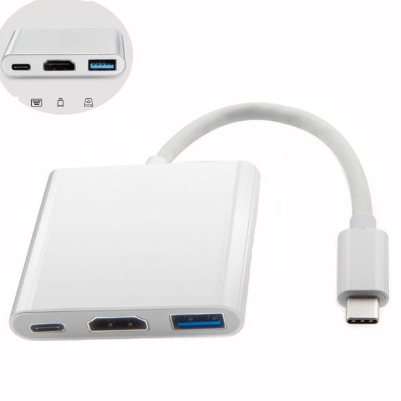 3-in-1 USB C Hub with 100W Type C Power Delivery, USB 3.0 & 4K HDMI-compatible Adapter Compatible 2021-2016 MacBook Pro 13/15/16, New Mac Air/Surface, More, Stable Driver Certified (CB-C14, Silver)