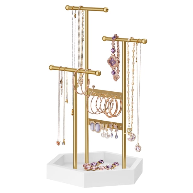 Soporte para joyas SONGMICS dorado y blanco para anillos UJJS003A01