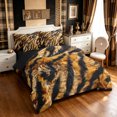 thumbnail image 2 of Manfei Minimalist Tiger Print Queen Bedding, Rustic Wildlife Bedding Comforter Set Queen, Dark Brown Orange, Black Reversible, 7pcs, 2 of 6