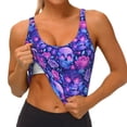 thumbnail image 3 of Daiia blue Skull purple flower1 Printed Women's Sports Bra, Breathable Activewear Bra with U-Back Design and Removable Pads, Comfortable and Supportive for Yoga, Workout-Large, 3 of 8