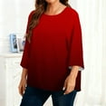 thumbnail image 6 of Tops for Women Long Sleeved Gradient Round Neck Home Casual T-Shirt Wine XL, 6 of 6