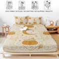 thumbnail image 5 of Full Size Fitted Sheet Set - Orange Pumpkin 3 Piece Bedding Sets 16" Deep Pocket Fitted Sheet with 2 Pillowcases, Fall Halloween Cats Moon Stars Boho Brushed Microfiber Hotel Luxury Bed Sheets, 5 of 9