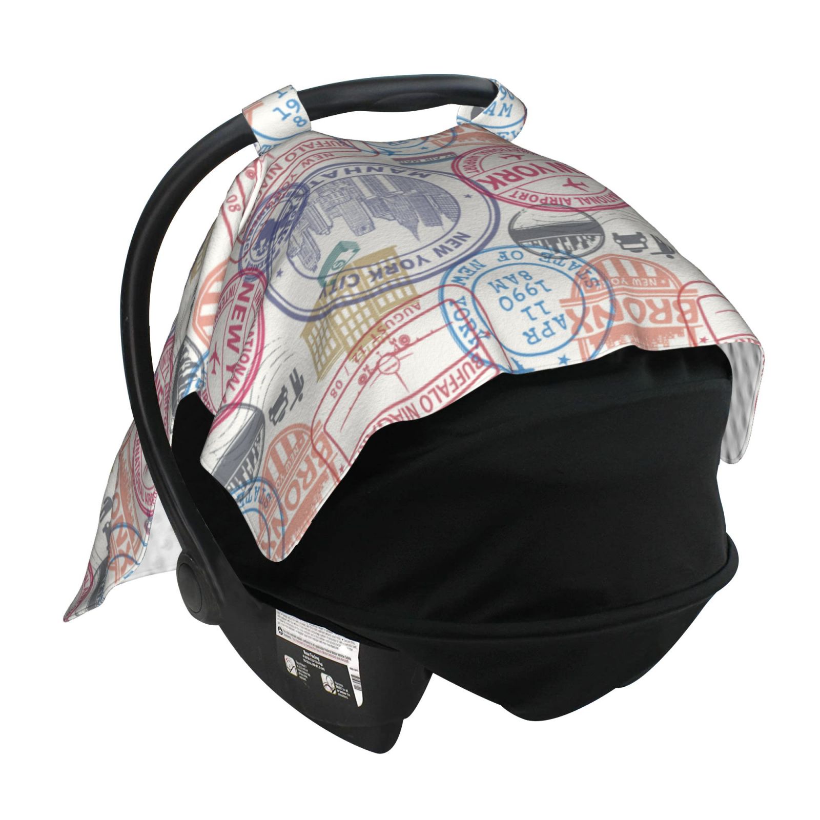 Car Seat Cover Baby - Postmark Pattern newyork Breathable Infant Car Seat Cover for Baby Carseat, Lightweight Comfort Baby Essentials Must Haves Newborn Stuff for Girl Boy