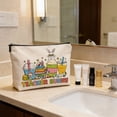thumbnail image 2 of B Multi-Purpose Zippered Pouch With Easter Prints Linen Fabric Carry Case For Organizing Cosmetics Stationery And Travel Items, 2 of 7