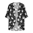 thumbnail image 3 of qolati Halloween Cardigan for Women 3/4 Sleeve Open Front Cardigans Jacket Holiday Fall Outwear Cute Ghost Pumpkin Graphic Cover Up Blouse Tops Black XL, 3 of 4