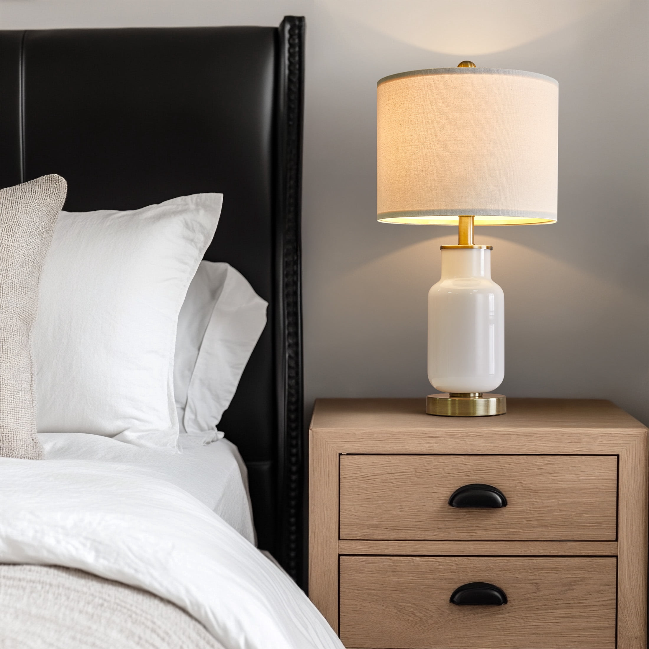 21'' Oneach Modern Table Lamps Set of 2 for Bedroom Desk Lamps for Office Nightstand Bedside Lamps with Milky White Glass Lamp body, Gold, Decor (Bulbs Not Included)