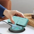 thumbnail image 4 of Phone Case for Samsung Galaxy A26 5G Wallet Cell Cover with Wrist & Shoulder Strap, Embossed Flower Flip Zipper Card Holder Slots Stand PU Leather Wallet Case for Women Girls Men Women, Green, 4 of 19