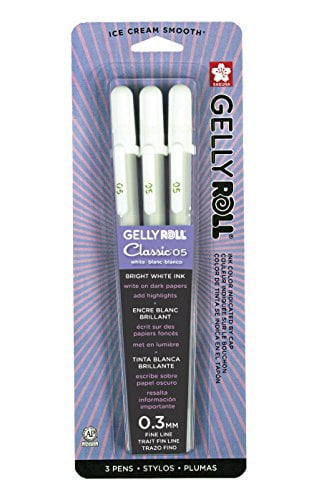 White 57452 Sakura Gelly Roll Pen 3 PC Set Fine Point Gel Ink Pen