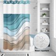 thumbnail image 2 of No Hook Shower Curtain, Turquoise Brown Shower Curtains for Bathroom with See Through Top Window, Teal White Geometric Gradient Stripes Waterproof & Washable Bath Curtain Narrow 54"x78", 2 of 9