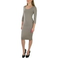 thumbnail image 3 of ToBeInStyle Women's 3/4 Sleeve Knee Length Round Neck Dress - Taupe - Large, 3 of 7