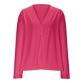 thumbnail image 6 of Fanxing Women's V Neck Cardigan Sweater Long sleeve Button Down Fall Lightweight Solid Color Knitted Outwear Hot Pink L, 6 of 8