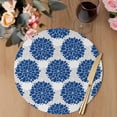 thumbnail image 3 of Dahlia Flower Round 15 Inch Placemats Set of 4, Farmhouse Botanical Blue Grey Floral HeatResistant Non Slip Place Mats for Dining Table, Wipeable Braided Kitchen Table Mats for Housewarming, 3 of 9