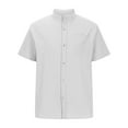 thumbnail image 3 of Leesechin Men's Casual Stylish Short Sleeve Button-Up Striped Dress Shirts Cotton Beach Shirt, 3 of 5