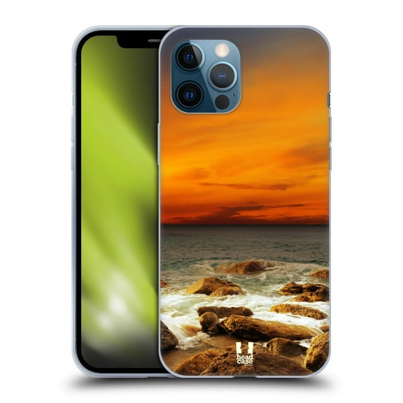 Head Case Designs Beautiful Beaches Red Sky Rocky Seashore Soft Gel Case Compatible with Apple iPhone 12 Pro Max