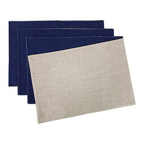 Fennco Styles Reversible Design Cotton Blend Placemats 12" W x 18" L, Set of 4
