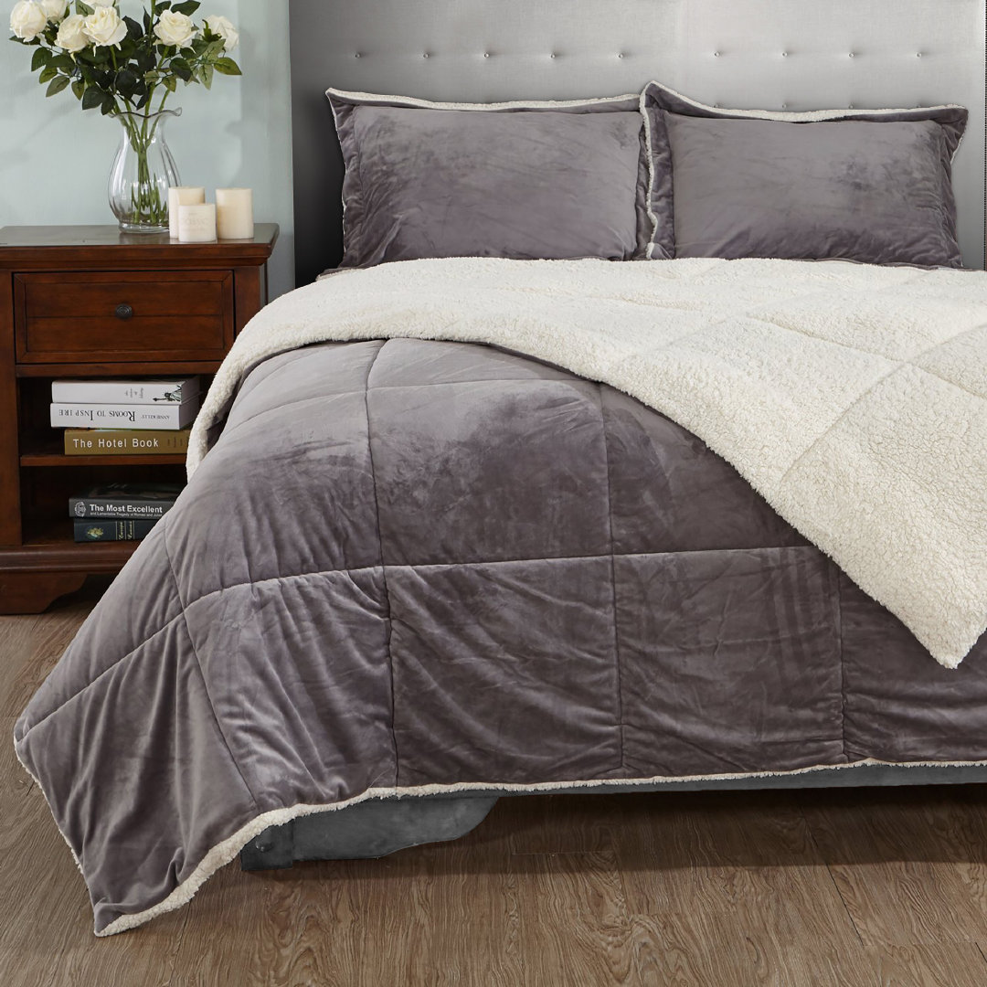 3 Piece Sherpa Reversible Down Alternative Comforter Set Walmart Canada