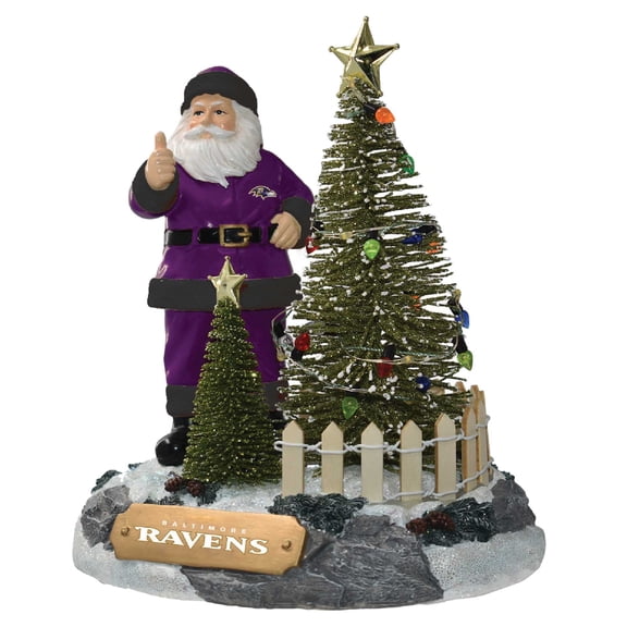The Memory Company Baltimore Ravens Santa Figurine with LED Tree