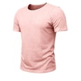 thumbnail image 4 of FINALGANG Mens Scoop Neck Short Sleeve Tee Soft Stretchy Relaxed Fit Plain Solid Color Everyday Basic Casual Top Leisure TShirts Pink S, 4 of 7