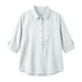thumbnail image 5 of Dagugfen Cotton Linen Shirts for Women 3/4 Sleeve Button down Collared Neck Lightweight Shirts Business Casual Workwear Tops, 5 of 7