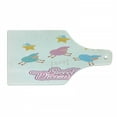 thumbnail image 1 of Saying Cutting Board, Cartoon Sheep Jumping over Fences Colorful Farm Animal Design with Sleep Theme, Decorative Tempered Glass Cutting and Serving Board, Wine Bottle Shape, Multicolor, by Ambesonne, 1 of 1