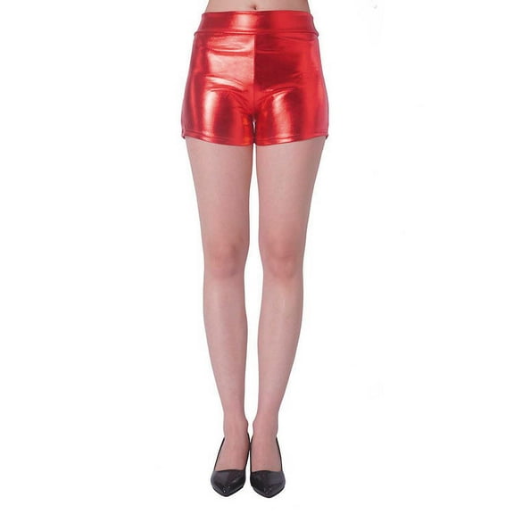 Women's Metallic Red Boy Shorts Halloween Costume Shorts - Red Small/Medium