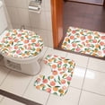 thumbnail image 5 of Peaches Watercolor Bathroom Rugs Set Pink Fruit Green Leaf Gradient Abstract Non Slip Absorbent Soft Bath Mats 3 Piece Set with Bathroom Rug, U-Shaped Floor Mat, Toilet Seat Cover Small Size, 5 of 9