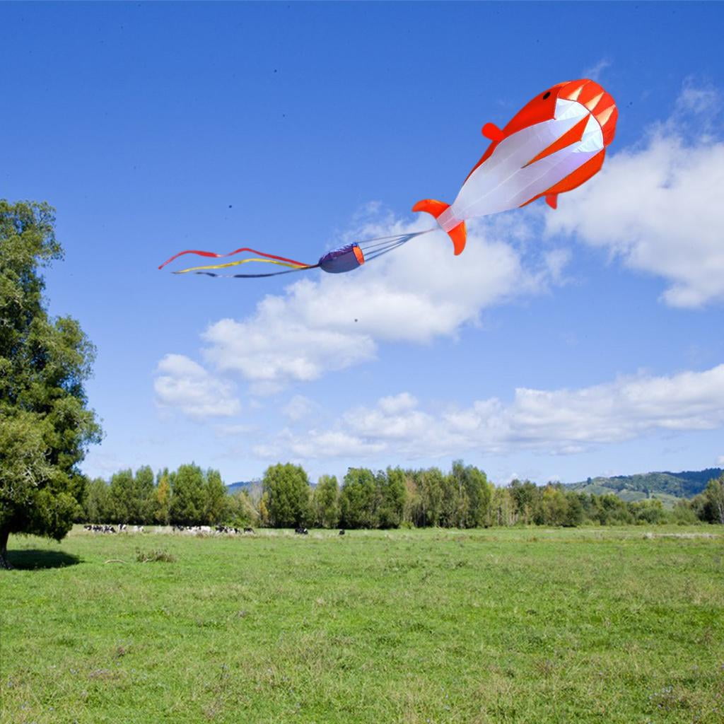 DimyFew 3D Dolphin Kite Childhood Dolphin Orange Soar Priceless Parafoil Gift for Sports red