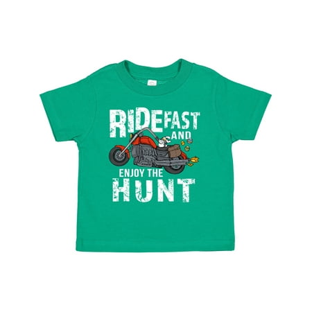

Inktastic Ride Fast and Enjoy the Hunt Easter Bunny on Motorcycle Gift Toddler Boy or Toddler Girl T-Shirt