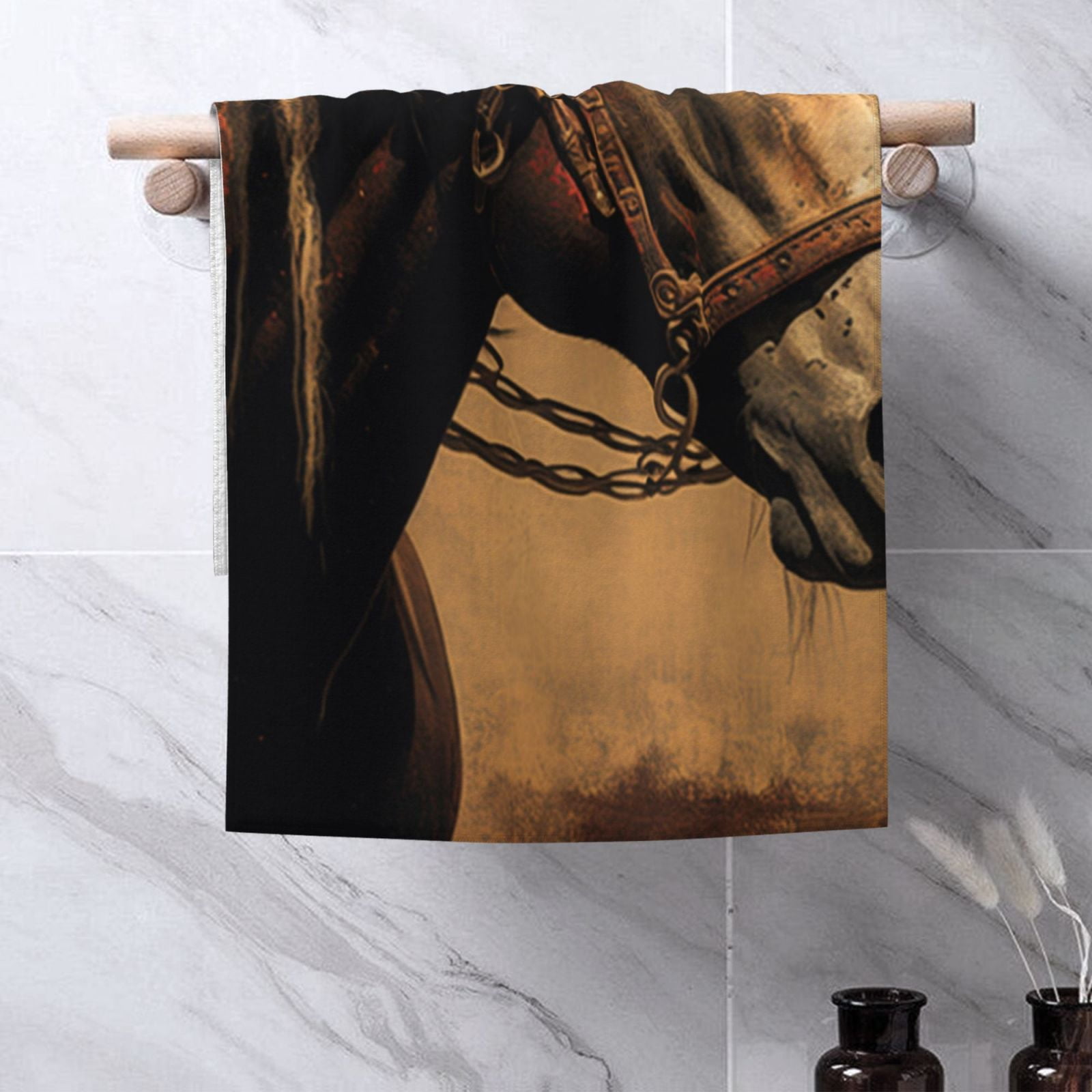 Vintage Horse Western Retro 27.5" x 16" Ultra Soft Hand Towel, Face Wash Cloth for Bathroom, Gym, Travel, Pool