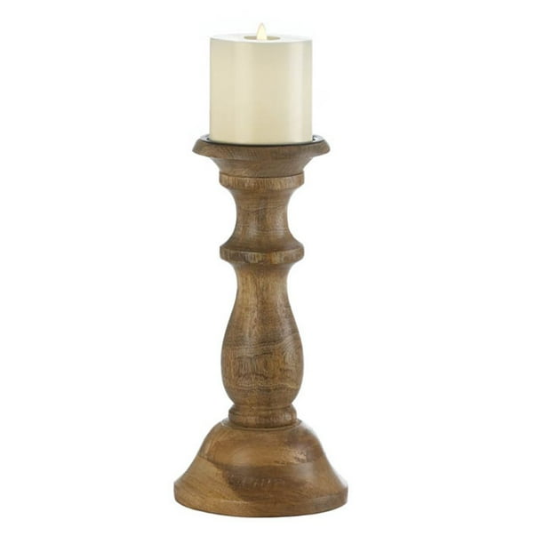 Brown Pillar Candle Holder, Mango Wood Decorative Pillar Candle Holders