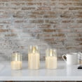 thumbnail image 2 of Stonebriar LED Pillar Candles in Clear Glass Hurricanes — Remote & Timer, Real Wax Flameless Candles for Home Décor, Pack of 3, Assorted Sizes, 2 of 6