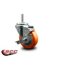 thumbnail image 2 of 3.5 Inch Orange Poly Wheel Swivel 5/8 Inch Threaded Stem Caster with Brake, 2 of 2