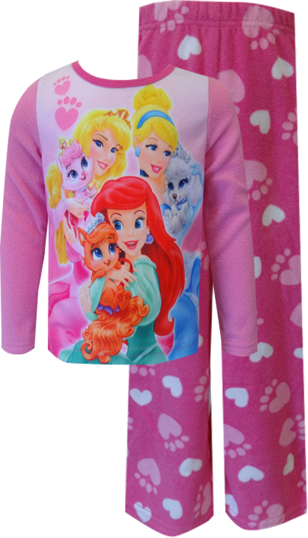 American Marketing Enterprises INC Girls Disney Princesses Pink Polar Fleece Pajama Set