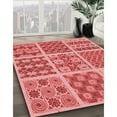 thumbnail image 3 of Ahgly Company Machine Washable Indoor Round Transitional Light Coral Pink Area Rugs, 5' Round, 3 of 7
