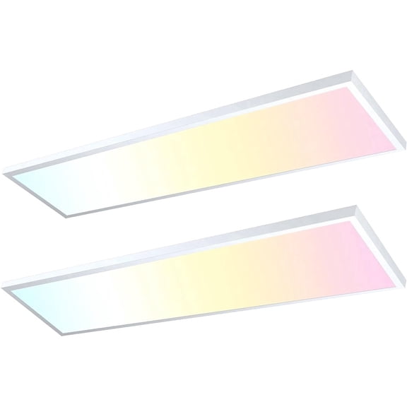 2-Pack Surface Mount LED Panel Lights, 50W 5500LM, TRIAC Dimmable, Color Temperature Selectable, for Kitchen Laundry Garage