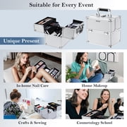 Extra Large Makeup Case Cosmetic Train Case with Dividers Lockable Makeup Box Organizer