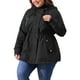 thumbnail image 4 of Chaqueta de lluvia para mujer de tallas grandes Agnes Orinda, impermeable, forrada de forro polar, con capucha, abrigo largo con bolsillos, 2X negro, 4 of 5