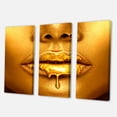 thumbnail image 3 of Designart ' Gold Paint Drips From Sexy Girl Lips ' Modern Canvas Wall Art Print, 3 of 3