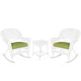 thumbnail image 1 of Pemberly Row 3pc Wicker Rocker Chair Set in Black with Green Cushion, 1 of 8