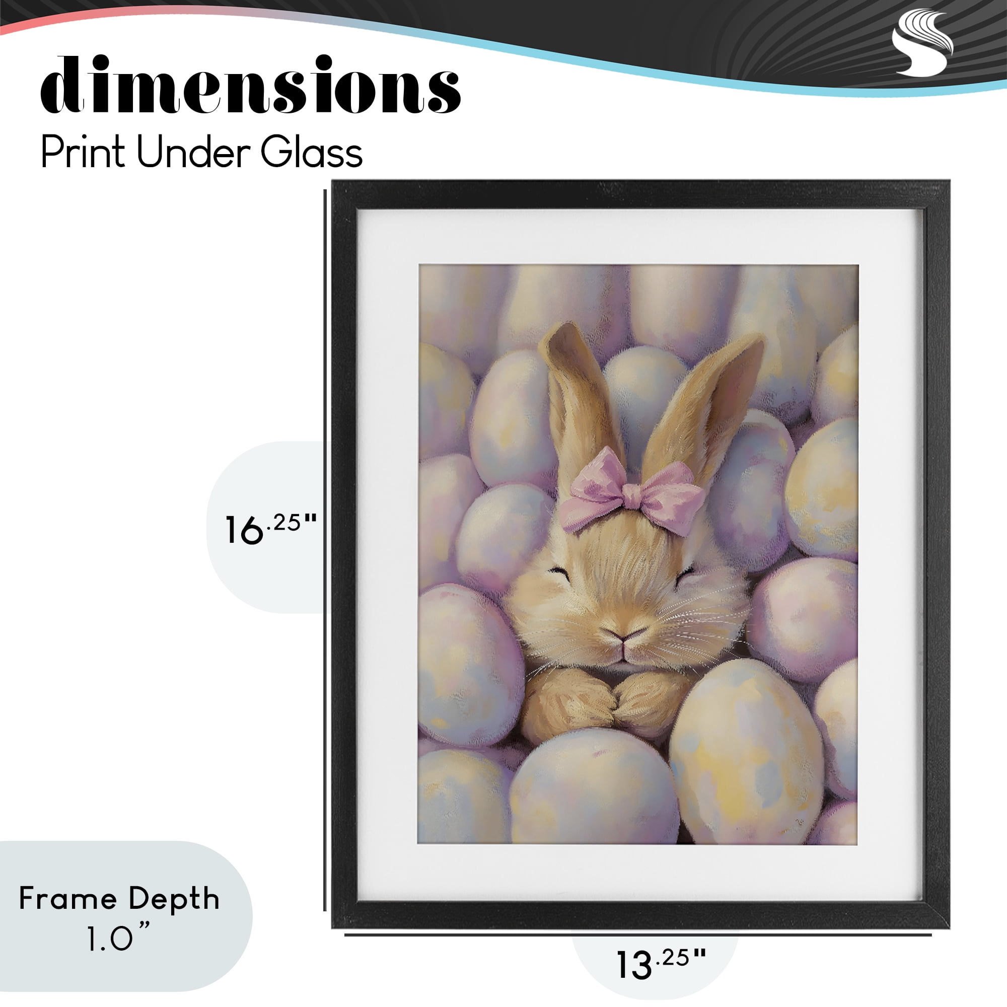Stupell Industries Easter Bunny Nestled in Eggs Black Framed Print Under Glass, design by The Prints Vibe