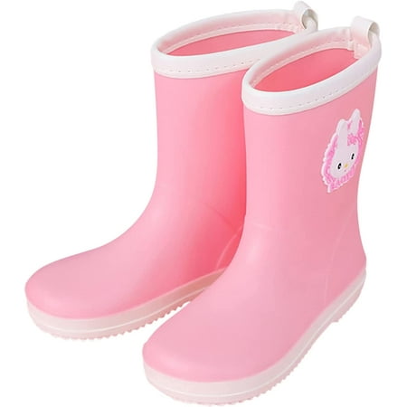 

QWZNDZGR Toddler Kids Rain Boots for Boys Girls Easy-on Ankle Waterproof Low Cut Rain Boots Outdoor Rubber Rain Welly Boots