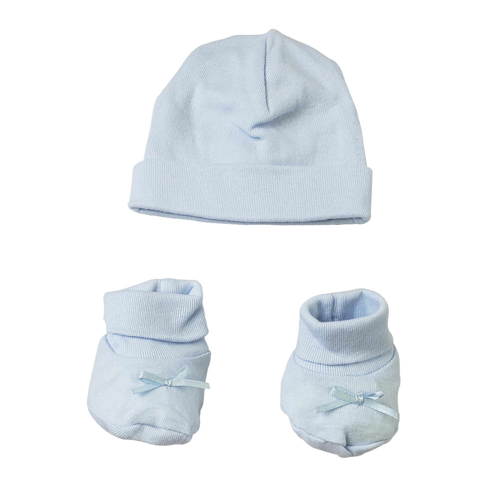 Preemie Baby Cap & Bootie Set - Blue 033pblue