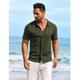 thumbnail image 4 of COOFANDY Mens Vintage Knit Polo Shirt Short Sleeve Button Up Shirts for Men Fashion Collar Shirts, 4 of 7