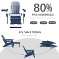 thumbnail image 4 of 2PCS Folding Adirondack Chair with Retractable Ottoman, HDPE All-Weather Resistant Adjustable Backrest Adirondack Chair w/4 in 1 Cup Holder Trays, Navy Blue, 4 of 7