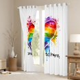 thumbnail image 3 of Manfei Love Heart Rainbow Curtains and Drapes Pack of 2 (52x63 Each), Modern Oil Printing Black Out Curtains, White Red, 3 of 6