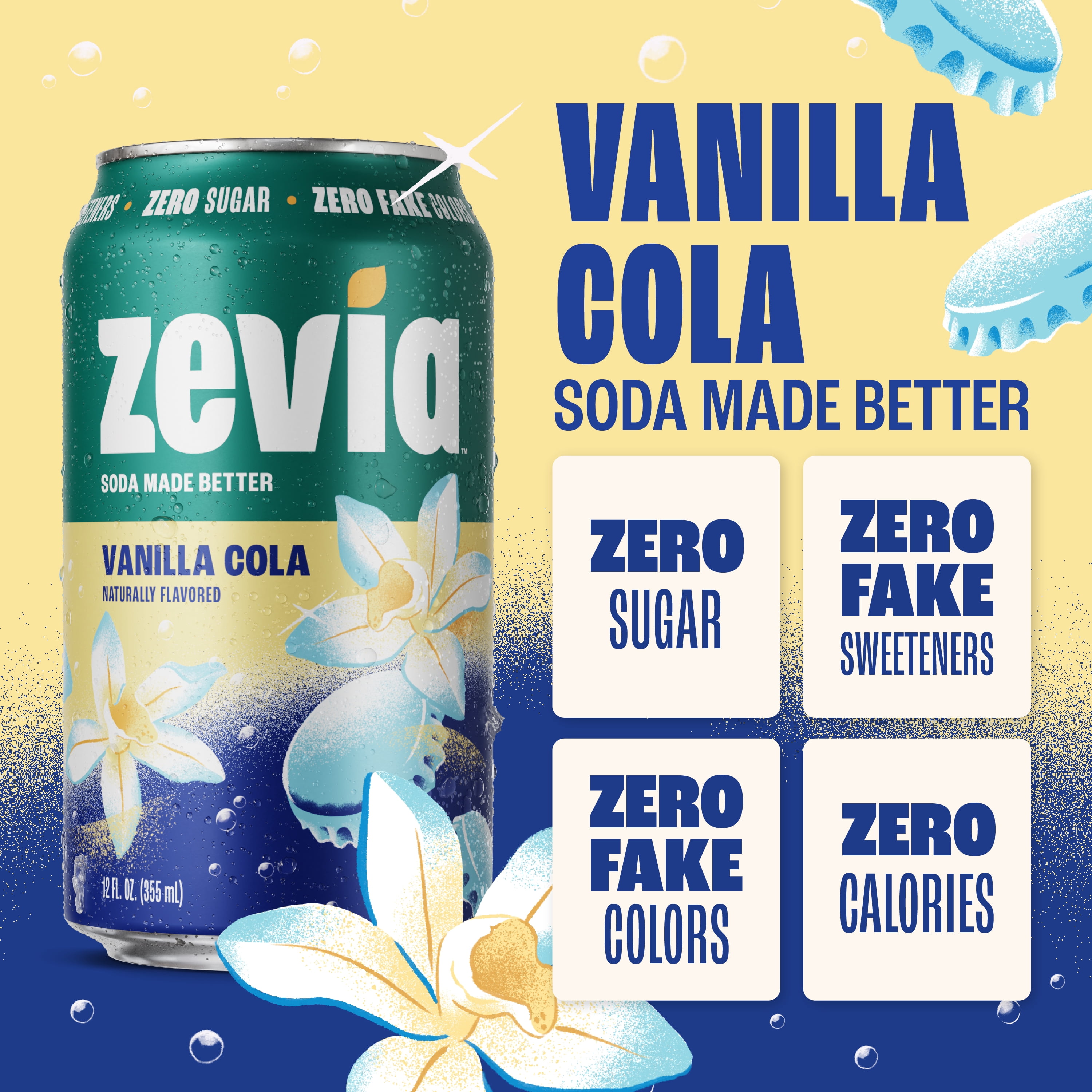 (3 pack) (3 pack) (3 pack) Zevia Zero Sugar, 0 Calorie Vanilla Cola Soda Pop, 12 fl oz, 8 Pack Cans