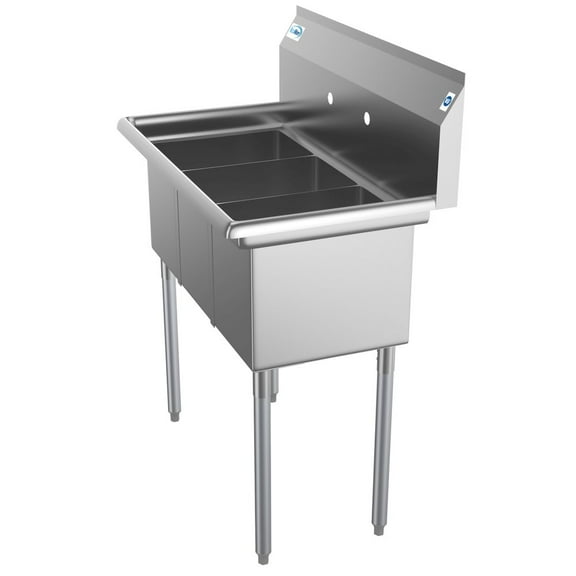 KoolMore 36" 3 Compartment Stainless Steel NSF Triple Bowl Commercial Kitchen Sink - Bowl Size 10" x 14" x 10", Silver