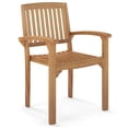 thumbnail image 1 of Costway 1 PCS Outdoor Patio Chair Teak Wood Armchair with Slatted Seat & Curved Seat, 1 of 9