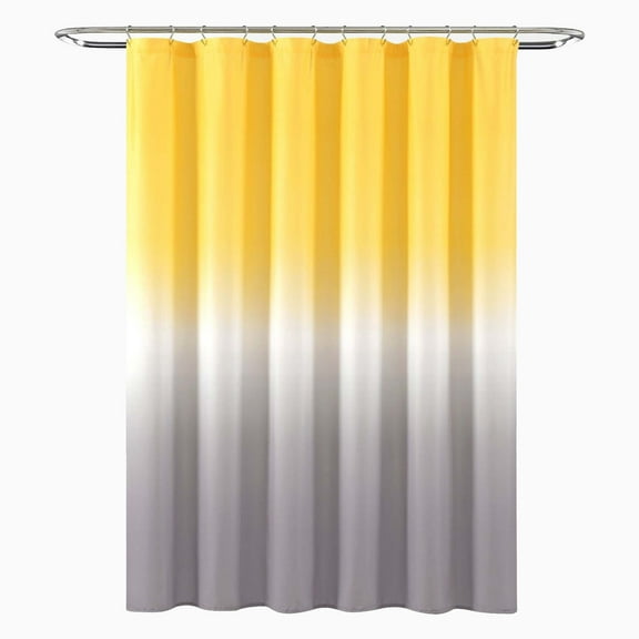 Lksixu Yellow Shower Curtain Set with 12 Hooks 71x71" Yellow and Gray Gradient Waterproof Quick-Drying Hotel Quality Nordic Style Bathroom Decor for Bathrubs Spa