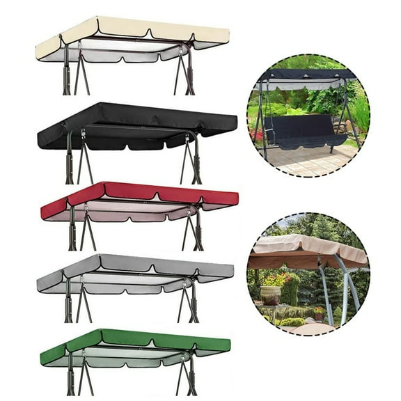 Fakrich Porch Swing Canopy, Outdoor Swing Canopy Replacement Waterproof Swing Top Cover, Garden Swing Cover Replacement Sun Shade Awning Cover(Black,56"x47")